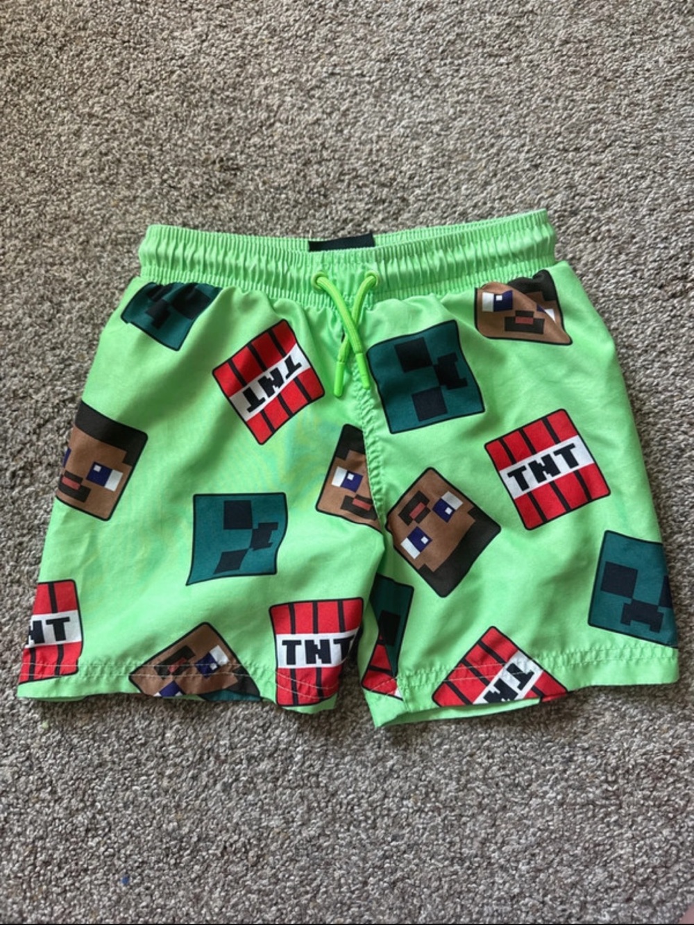 Minecraft Kids Lime Green Swim Shorts